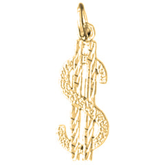 Yellow Gold-plated Silver Dollar Sign Pendant