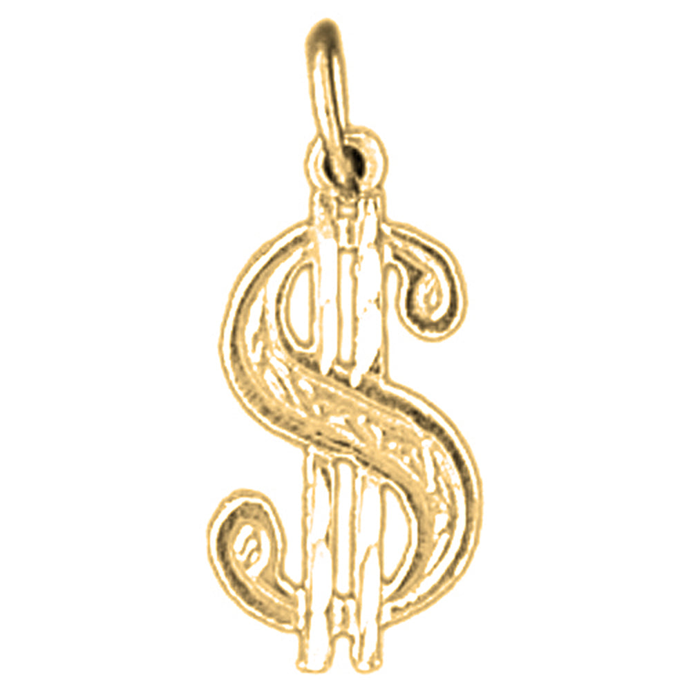 Yellow Gold-plated Silver Dollar Sign Pendant