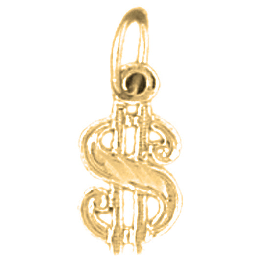 Yellow Gold-plated Silver Dollar Sign Pendant