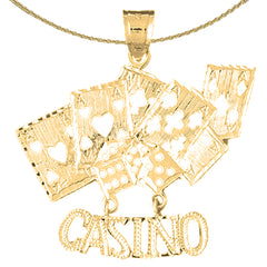 10K, 14K or 18K Gold Casino With Cards Pendant