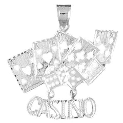 Sterling Silver Casino With Cards Pendant