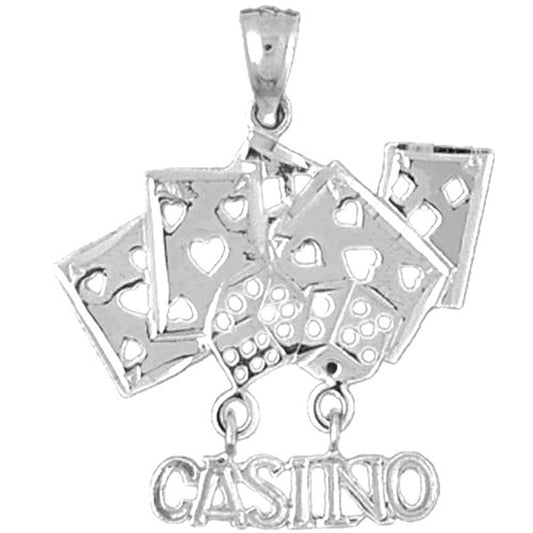 Sterling Silver Casino With Cards Pendant