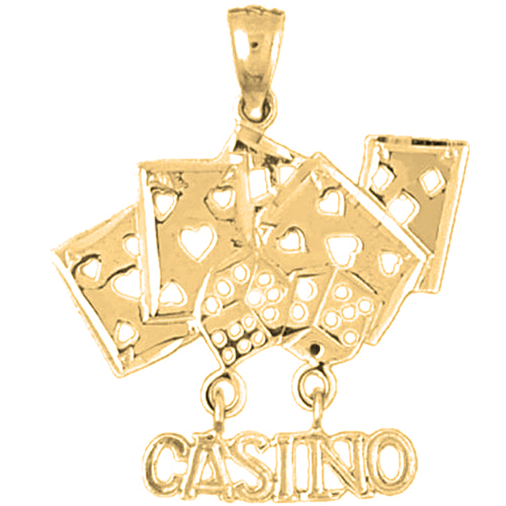 Yellow Gold-plated Silver Casino With Cards Pendant