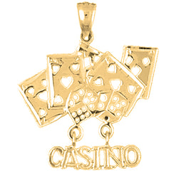 Yellow Gold-plated Silver Casino With Cards Pendant