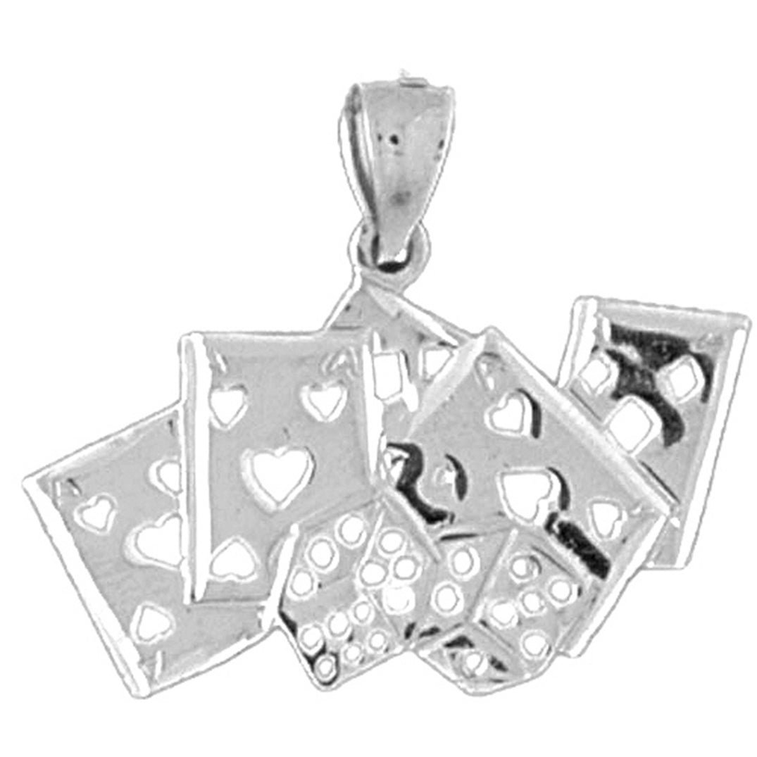 Sterling Silver Cards And Dice Pendant