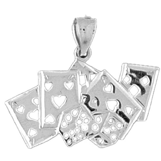 Sterling Silver Cards And Dice Pendant