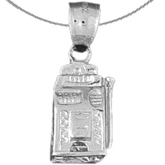 Sterling Silver Slot Machine Pendant (Rhodium or Yellow Gold-plated)