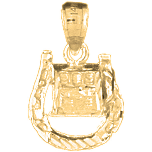 Yellow Gold-plated Silver Horseshoe With Slot Machine Pendant