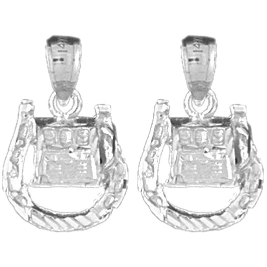 Sterling Silver 20mm Horseshoe With Slot Machine Earrings