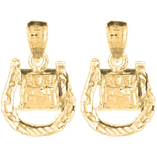 Yellow Gold-plated Silver 20mm Horseshoe With Slot Machine Earrings