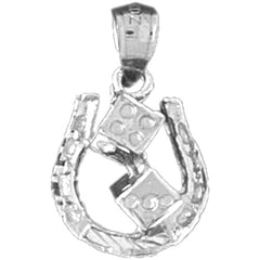 Sterling Silver Horseshoe With Dice Pendant