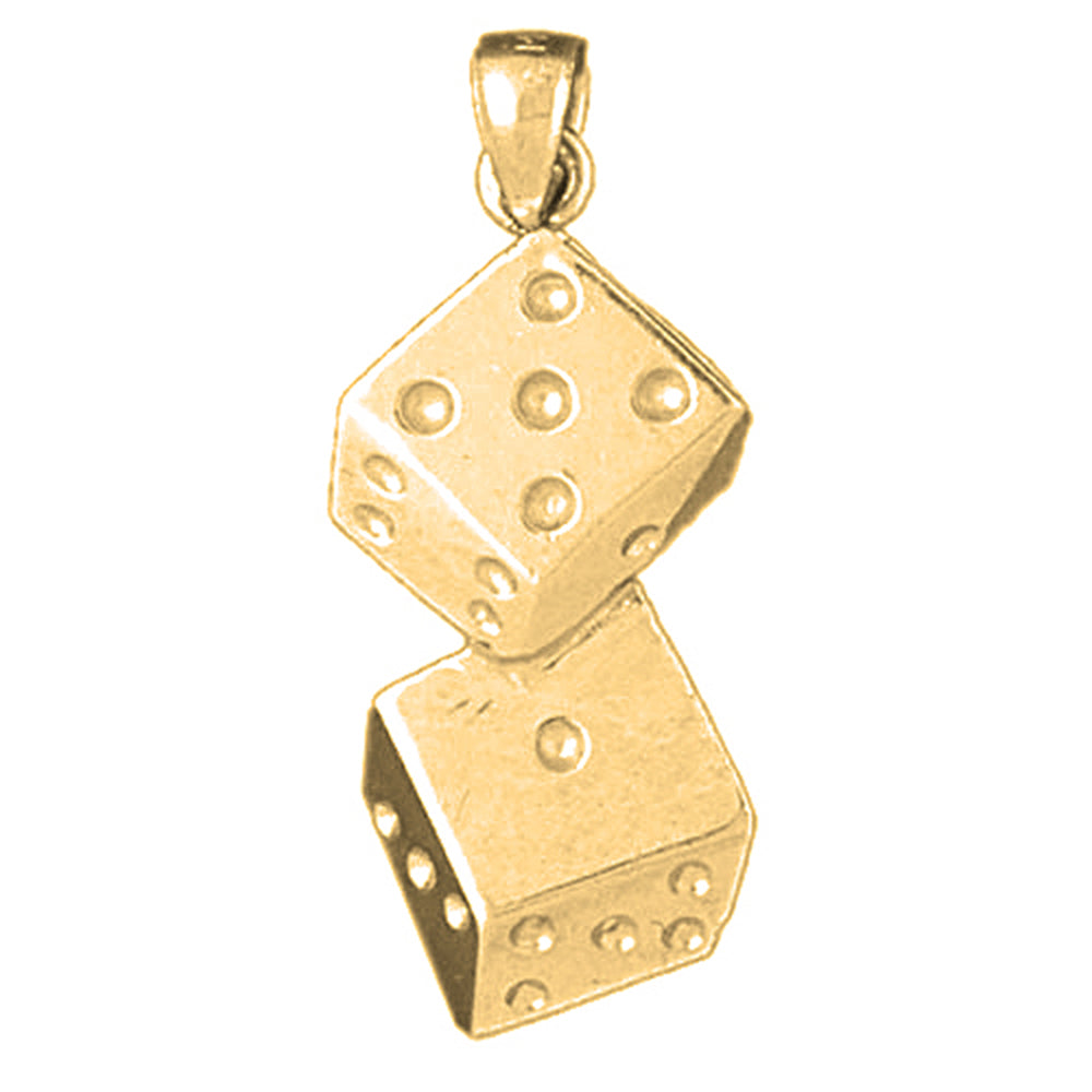 Yellow Gold-plated Silver Dice Pendant