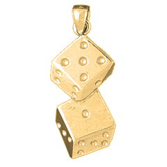 Yellow Gold-plated Silver Dice Pendant