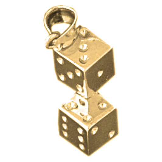 Yellow Gold-plated Silver Dice Pendant