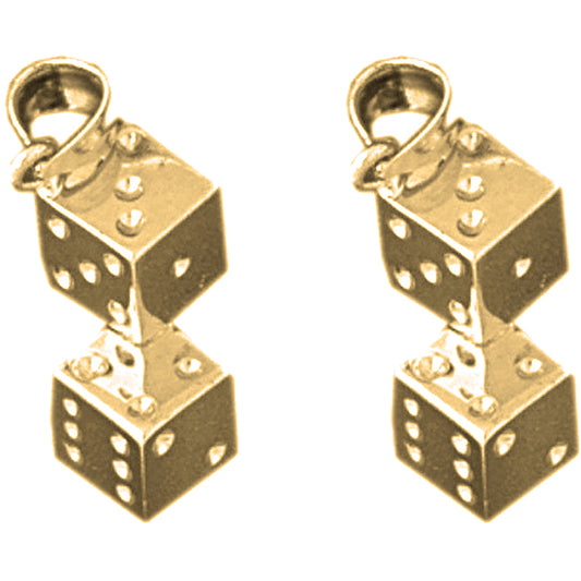 Yellow Gold-plated Silver 20mm Dice Earrings