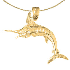 Colgante Marlin de plata de ley (bañado en rodio o oro amarillo)
