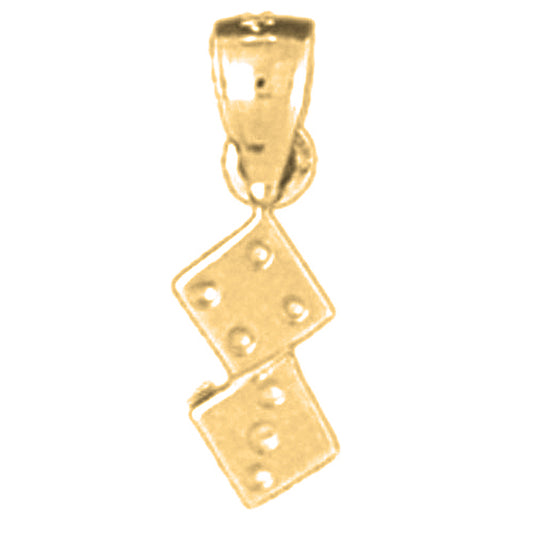 Yellow Gold-plated Silver Dice Pendant