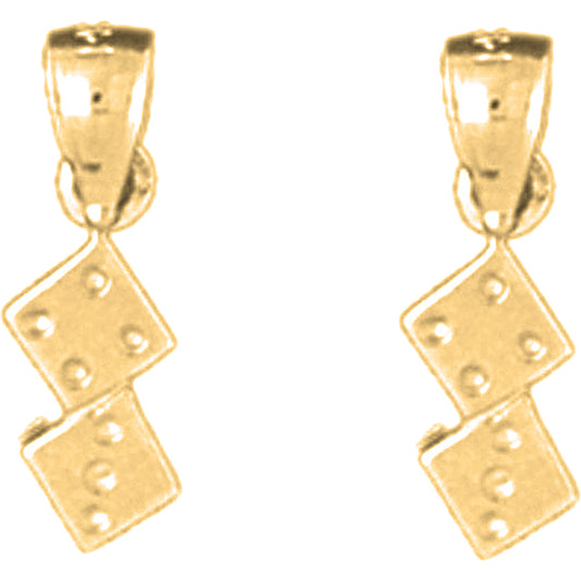 Yellow Gold-plated Silver 15mm Dice Earrings