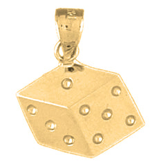 Yellow Gold-plated Silver Dice Pendant