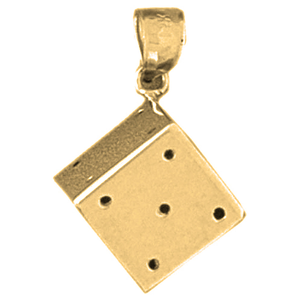 Yellow Gold-plated Silver Dice Pendant