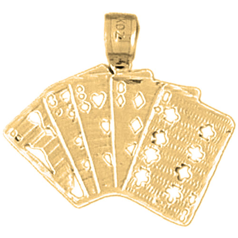 Yellow Gold-plated Silver Playing Cards, Straight Pendant