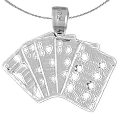 Sterling Silver Playing Cards, Straight Pendant (Rhodium or Yellow Gold-plated)