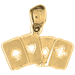 Yellow Gold-plated Silver Playing Cards Pendant