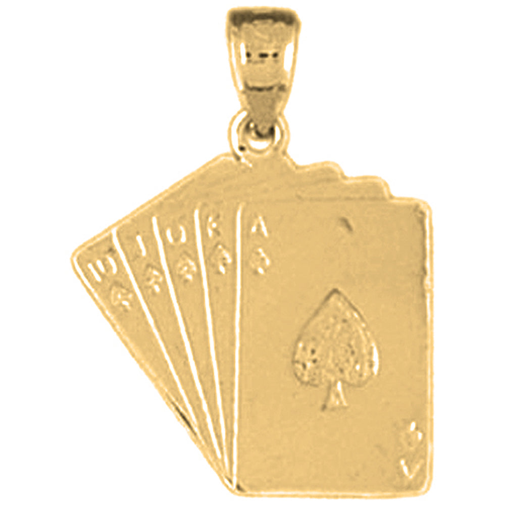 Yellow Gold-plated Silver Playing Cards, Flush Pendant