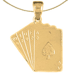 Sterling Silver Playing Cards, Flush Pendant (Rhodium or Yellow Gold-plated)