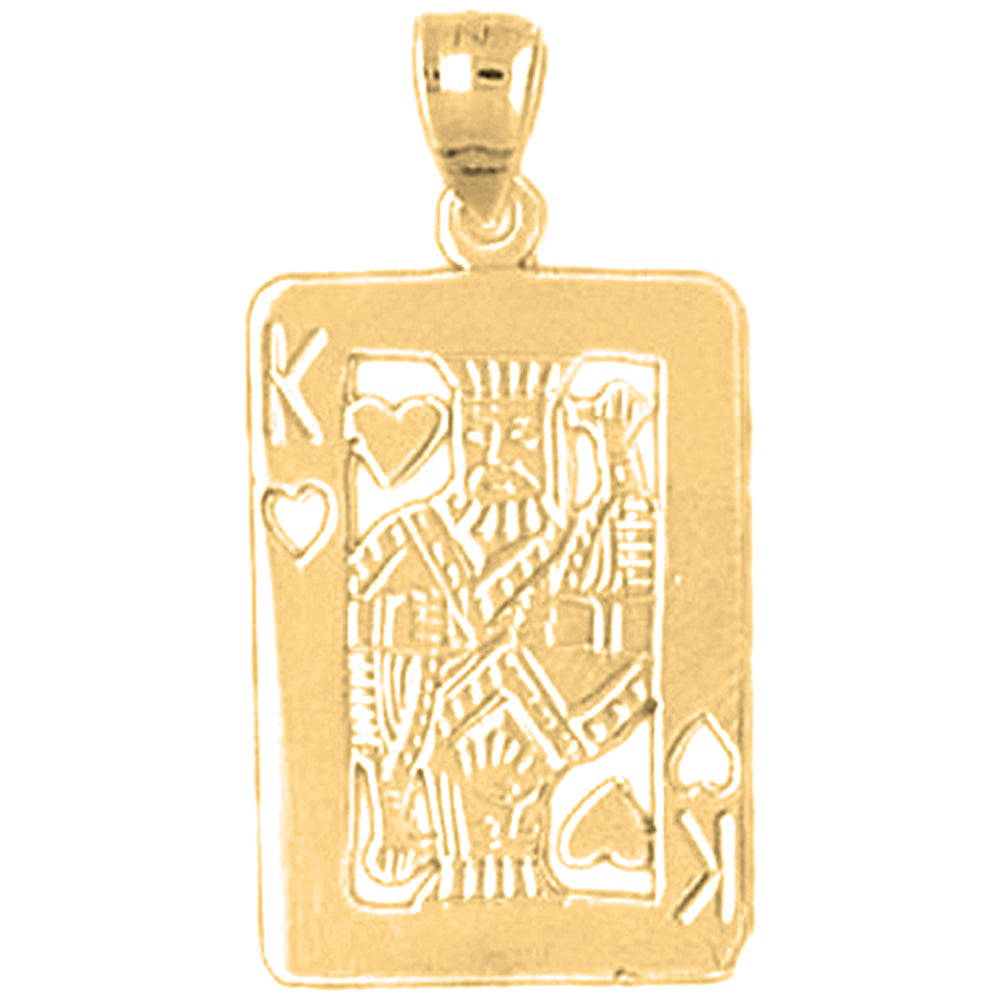 10K, 14K or 18K Gold King Of Hearts Playing Card Pendant
