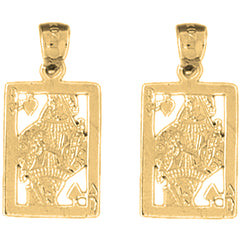 14K or 18K Gold 24mm Playing Cards, Queen Of Hearts Earrings