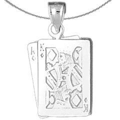 Sterling Silver Playing Cards, Ace And King Pendant (Rhodium or Yellow Gold-plated)