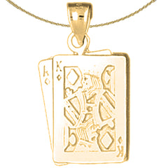 Spielkartenanhänger aus Sterlingsilber, Ass und König (rhodiniert oder gelbvergoldet)