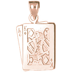 10K, 14K or 18K Gold Playing Cards, Ace And King of Diamonds Pendant
