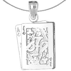 Spielkartenanhänger aus Sterlingsilber, Ass und König (rhodiniert oder gelbvergoldet)