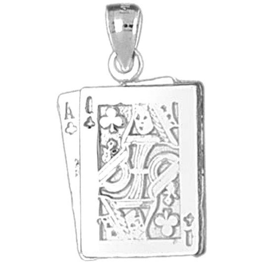 10K, 14K or 18K Gold Playing Cards, Ace And of Clubs King Pendant