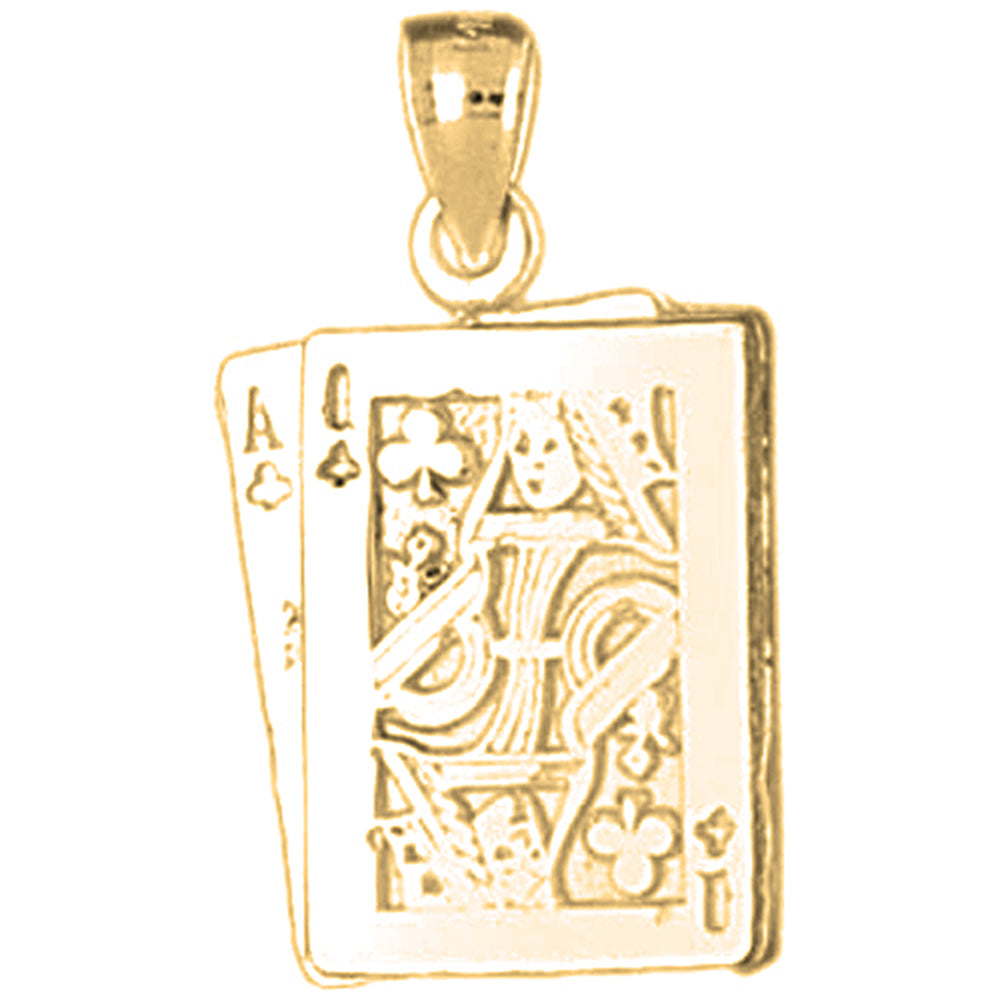 Yellow Gold-plated Silver Playing Cards, Ace And King Pendant