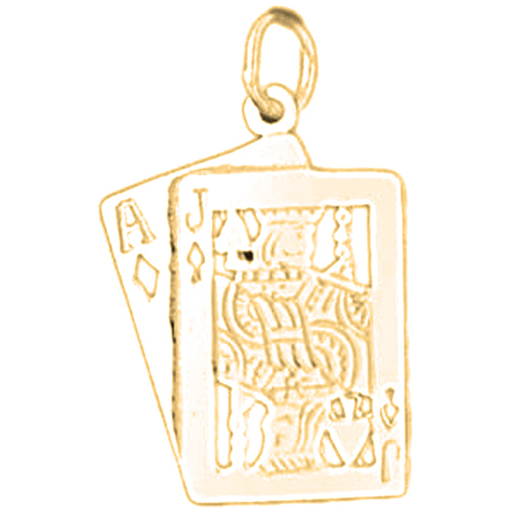 Yellow Gold-plated Silver Playing Cards, Ace And Jack Pendant