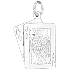 Sterling Silver Playing Cards, Ace And Jack Pendant