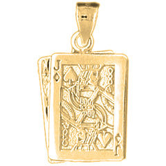 Yellow Gold-plated Silver Playing Cards, Ace And Jack Pendant
