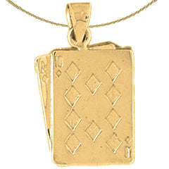 Sterling Silver Playing Cards, Ace And Queen Pendant (Rhodium or Yellow Gold-plated)