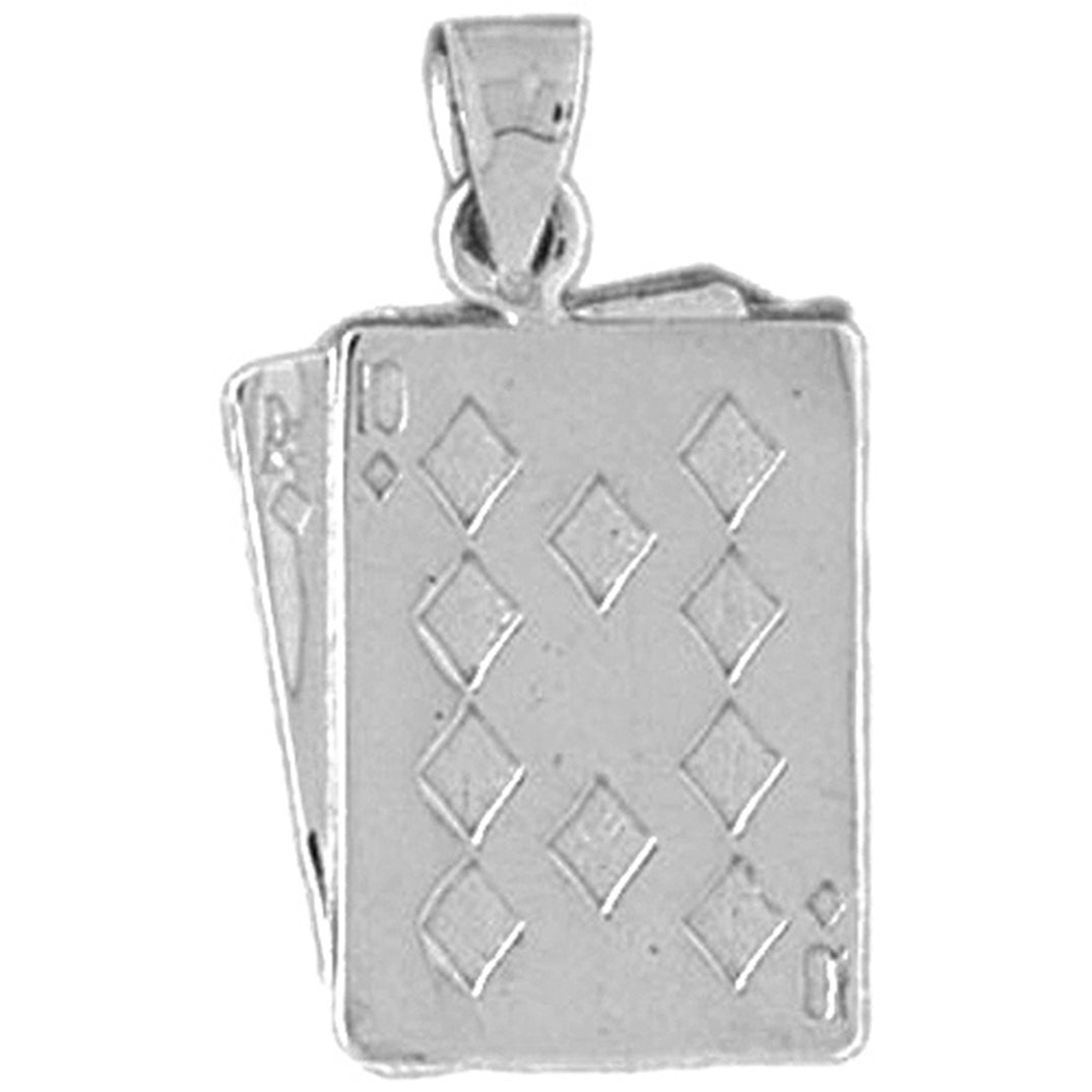 Sterling Silver Playing Cards, Ace And Queen Pendant