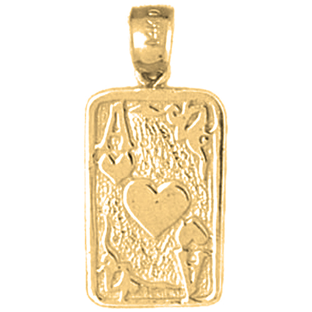 Yellow Gold-plated Silver Playing Cards, Ace Of Hearts Pendant