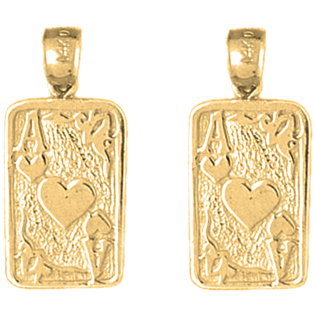 14K or 18K Gold 24mm Playing Cards, Ace Of Hearts Earrings