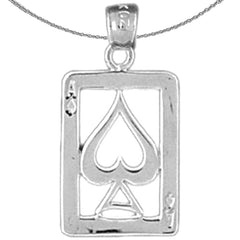 Sterling Silver Playing Cards, Ace Of Spades Pendant (Rhodium or Yellow Gold-plated)