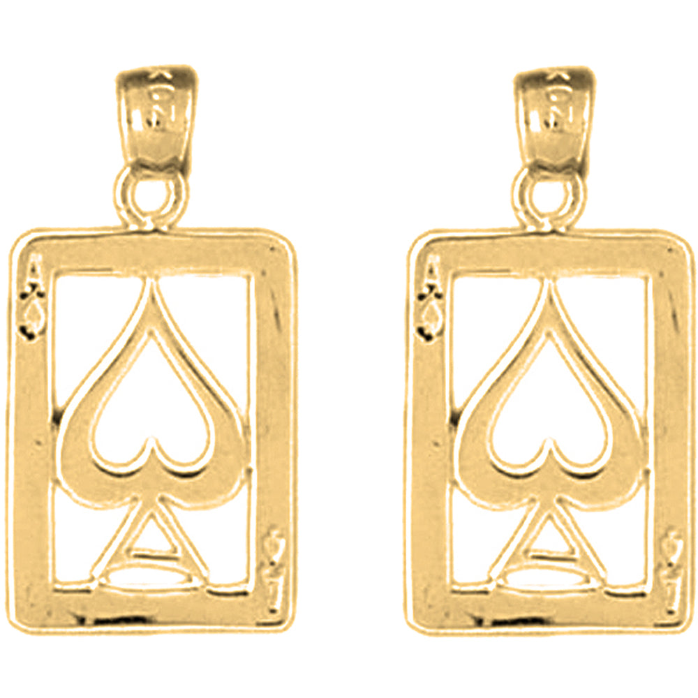 14K or 18K Gold 24mm Playing Cards, Ace Of Spades Earrings