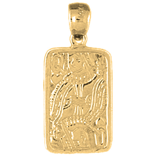 Yellow Gold-plated Silver Playing Cards, Queen Of Hearts Pendant
