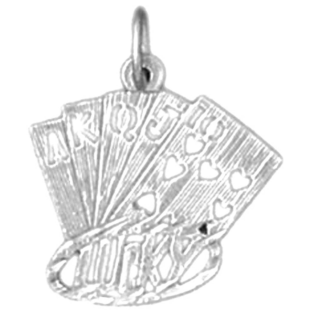 Sterling Silver Playing Cards, Lucky Flush Pendant
