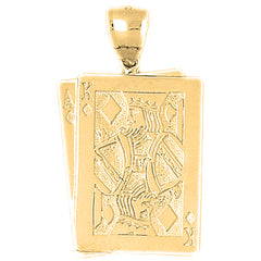 Yellow Gold-plated Silver Playing Cards, 21, Ace And King Pendant