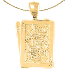 Sterling Silver Playing Cards, 21, Ace And King Pendant (Rhodium or Yellow Gold-plated)